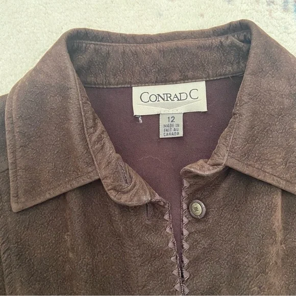 Vintage 90s Brown Button-Up Suede Jacket - Picture 4 of 11